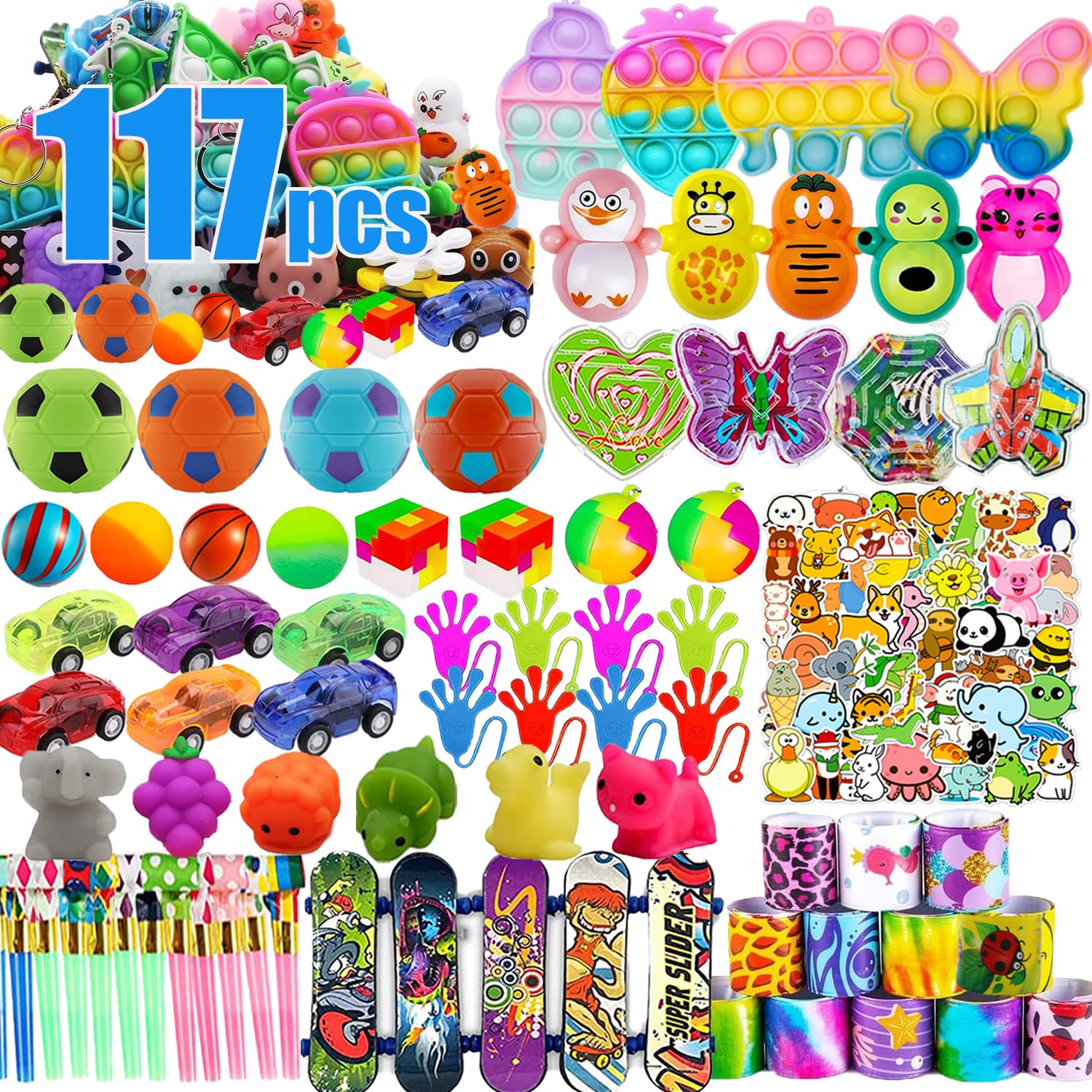 117 Pcs Party Favors for Kids, Treasure Box Toys for Classroom, Prizes Box Toys Classroom, Goodie Bags Stuffer Pinata Fillers, Treasure Chest Toys