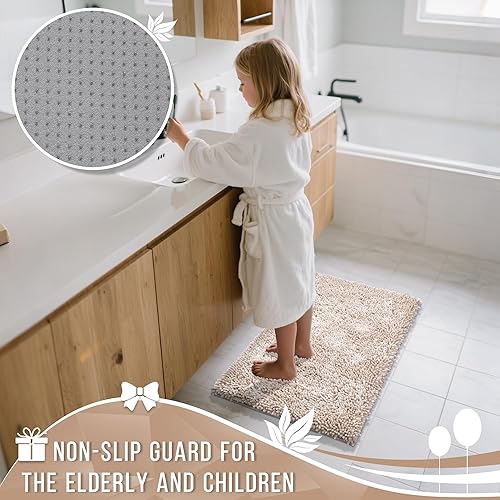 Miniatura 5 de Yimobra Juego de 2 alfombras de baño, lujosas alfombras de baño extra gruesas, tapetes antideslizantes de felpa para el suelo del baño, tapete de