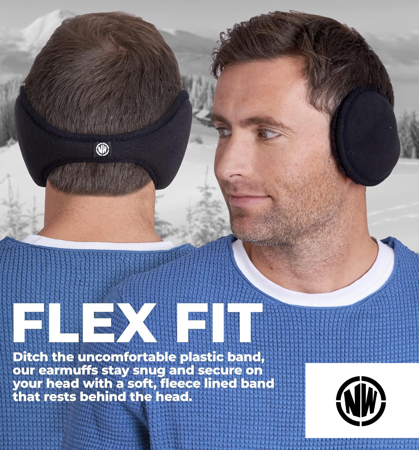 NORTHWIND Winter ear muffs for men, ear muffs for women, ear cover for winter, Behind The Head Style Winter Earmuffs for Men & Women (Black) 2
