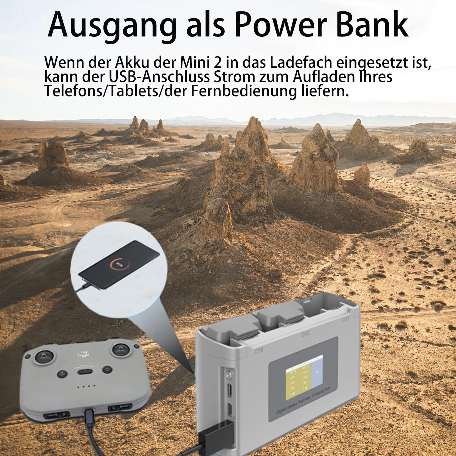 Mini 4K/ 2 Akku 2 Stück mit Ladestation, 2400mAh Intelligenter Akku für DJI Mini 2 SE/4K Drohne, LCD Anzeige Zwei-Wege-Ladestation