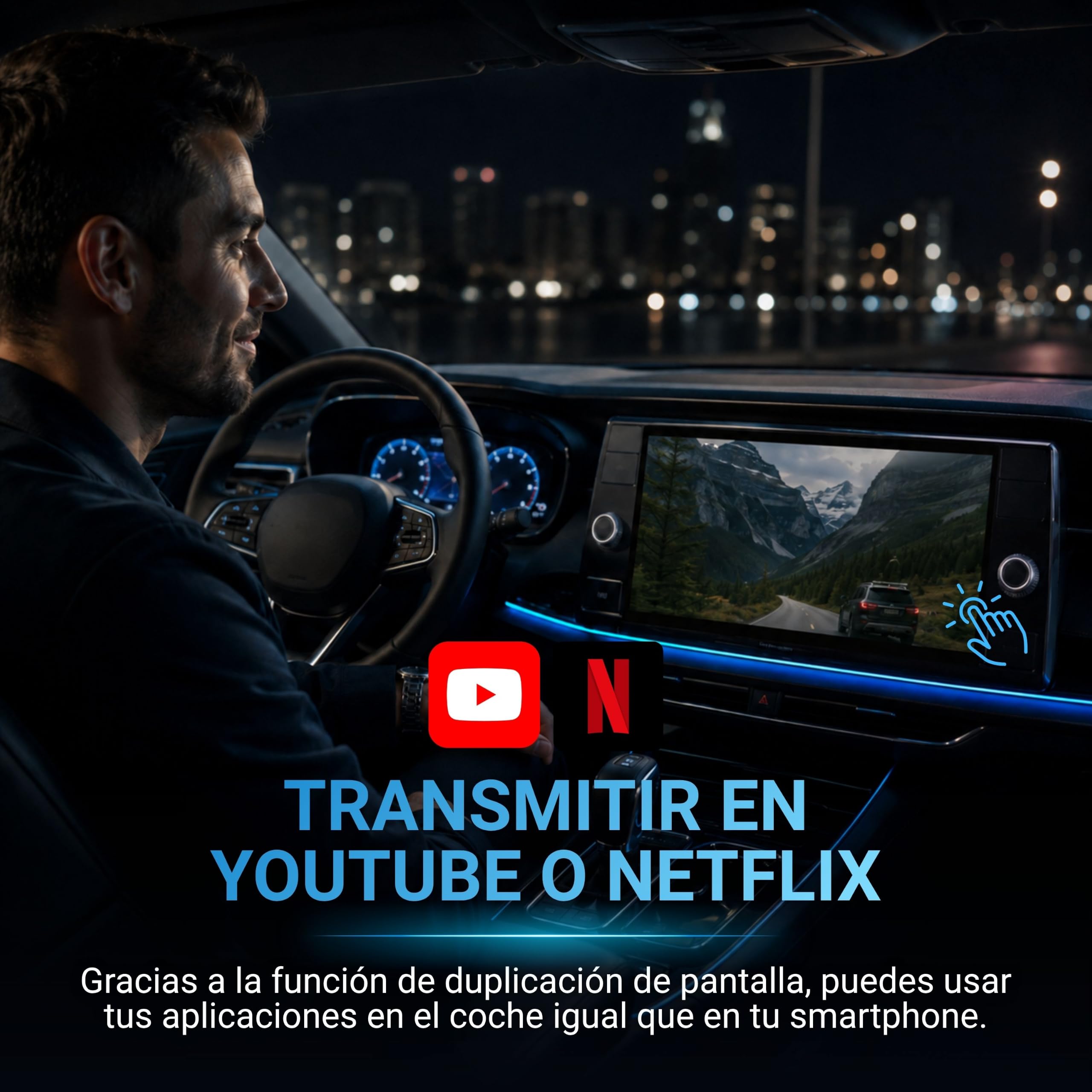 AutoSky CarPlay inalámbrico y Android Auto AI Box Lite Plus 2.0 para Coches CarPlay con Cable de fábrica 2024, Compatible con Netflix y Youtube, Go Wireless CarPlay y Android Auto. Requiere CarPlay