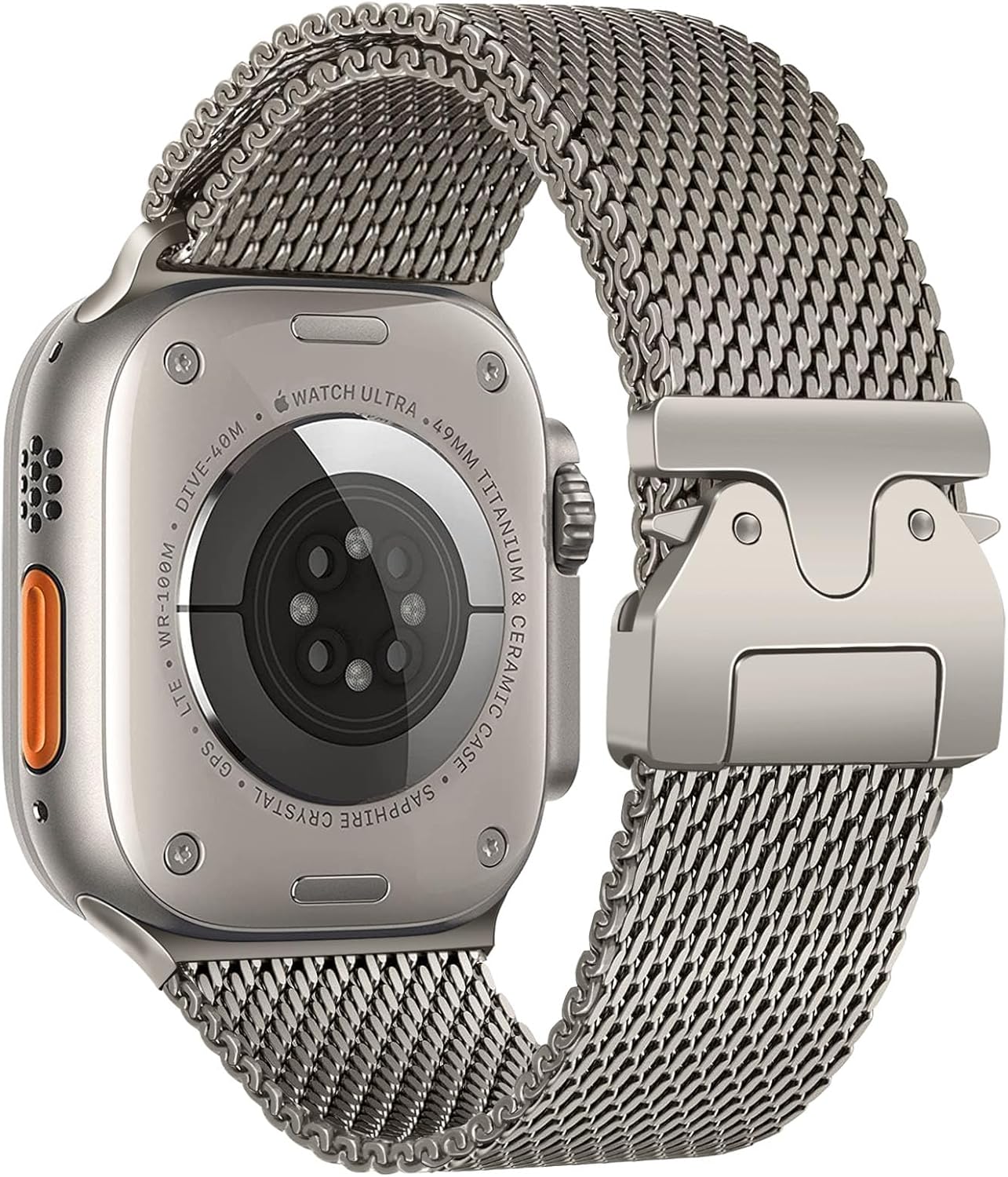 Milanese Loop Band for Ultra 3 2 1 49mm, Parachute-Buckle Watchband Stainless Steel Strap for Apple Watch SE 3 2 1 / Series 11 10 9 8 7 6 5 4 46mm 45mm 44mm