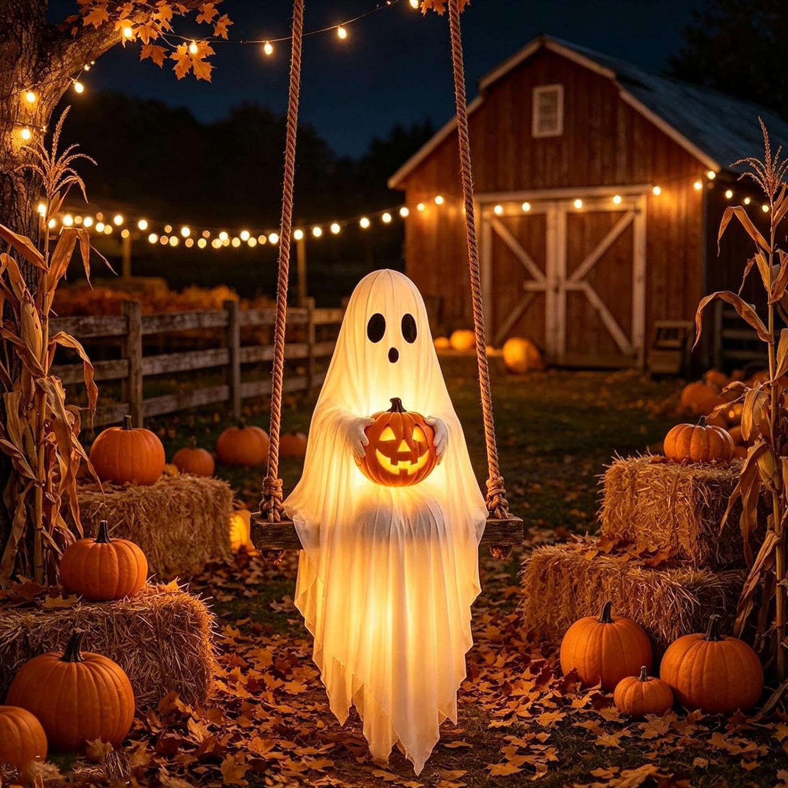Oscillante Fantasma Outdoor Decor Hanging Garza Holding Puntelli Yard con | Decorazioni di Halloween all'aperto con telecomando per albero portico finestra prato giardino balcone porta casa