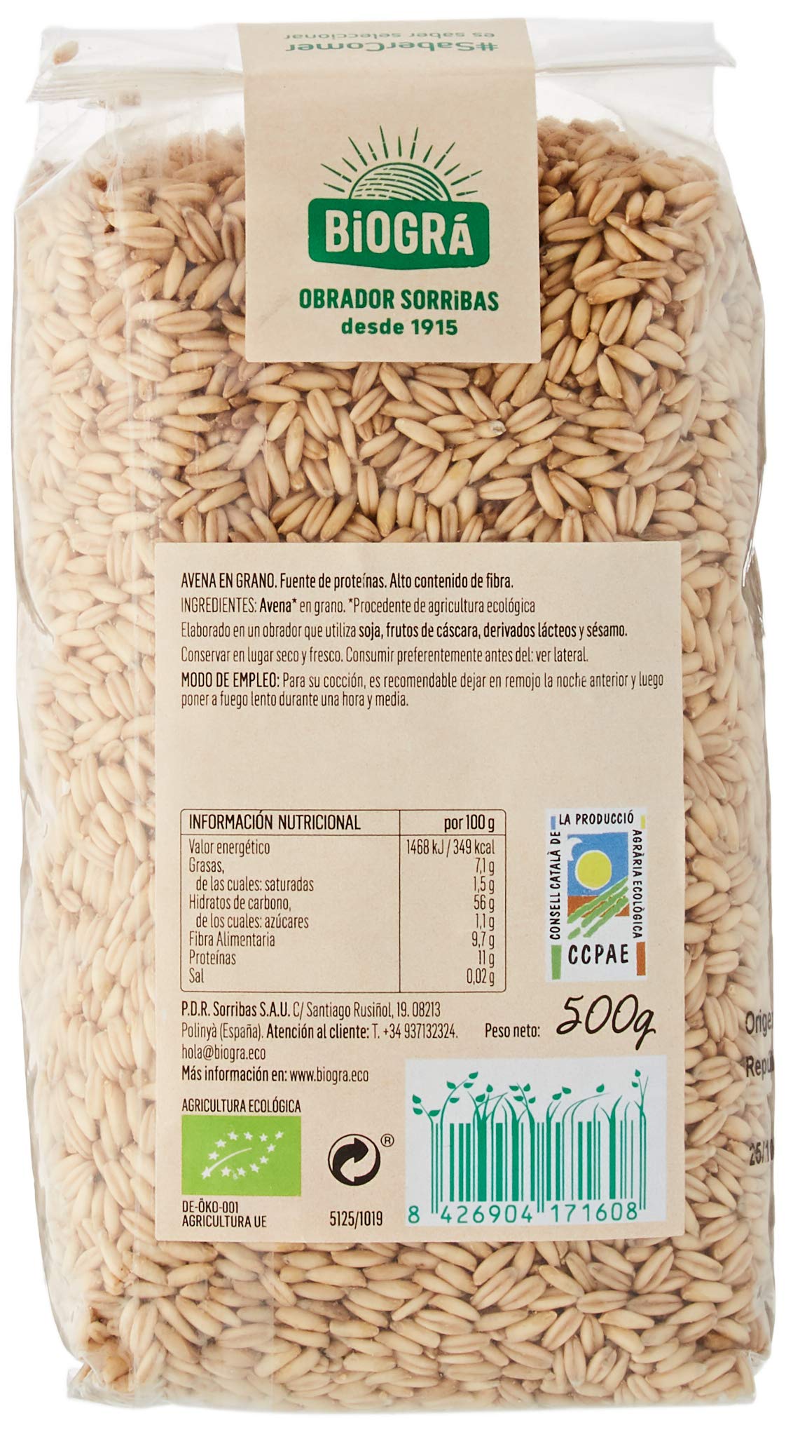 Biográ Avena En Grano 500G Biogra Bio Biográ 100 g