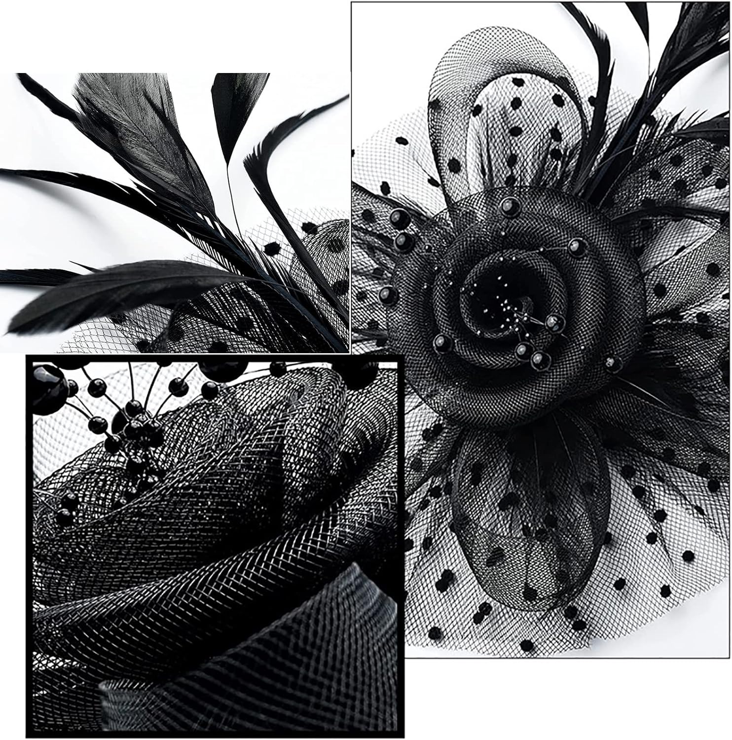 Fascinators for Women Girls, Tea Party Hats, Derby Hats, Derby Hat, Fascinator Flower Ribbons Mesh Feathers Headwear - Image 7