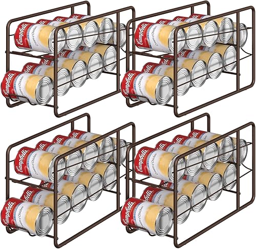 MOOACE Paquete de 4 dispensadores de latas, organizador apilable de almacenamiento de latas para alimentos enlatados, gabinete de cocina, despensa,