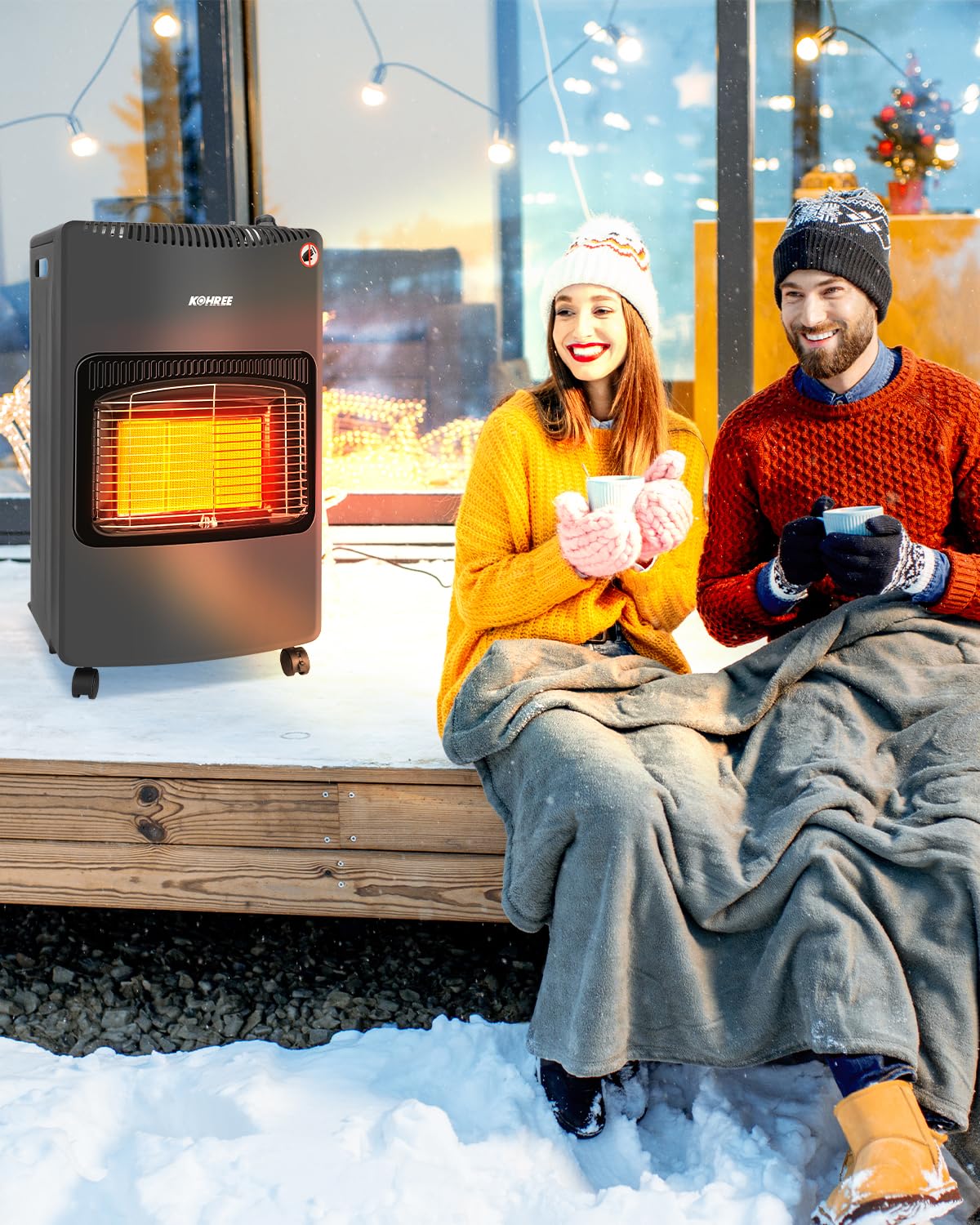 Kohree 4200 Watt Keramik Gasheizer, Gasheizung Dreifacher Sicherheitsschutz, Gasheizofen, Heizstrahler Gasheizgerät, inkl. Gasdruckregler Gasschlauch Schutzhülle Butan- oder Propangasflaschen bis 15kg
