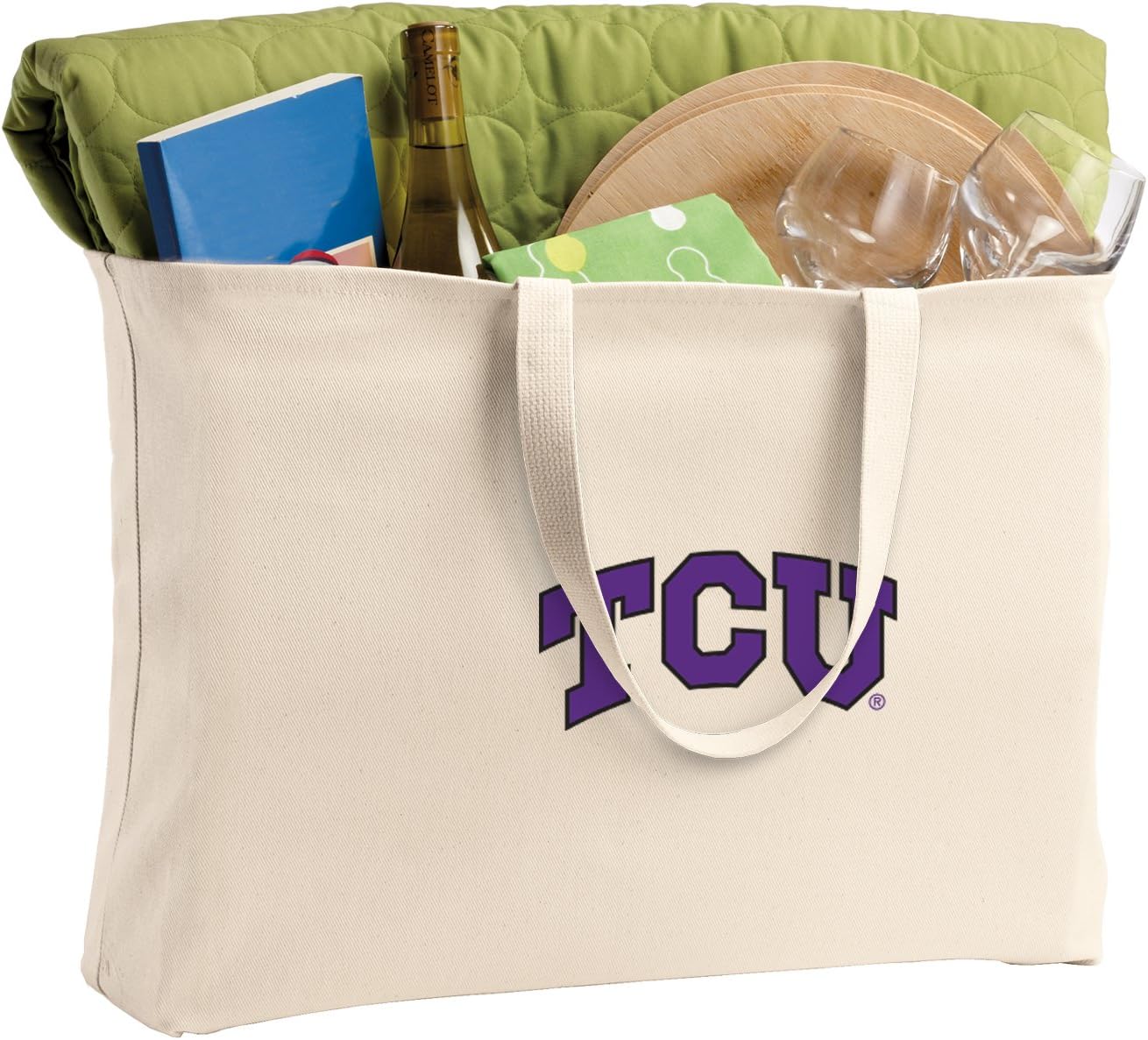 Broad Bay JUMBO Texas Christian University Tote Bag or Large Canvas TCU Shopping Bag