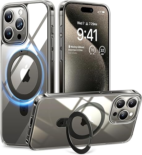 Vista 69 de TORRAS Funda magnética Ostand para iPhone 14 Pro Max [prueba de caídas de grado militar y compatible con MagSafe y soporte integrado] translúcida D