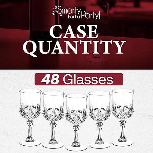 Miniatura 5 de Smarty Had A Party Copas de vino de plástico transparente de 8 onzas con tallo (48), copas desechables irrompibles "irrompibles", copas de agua,