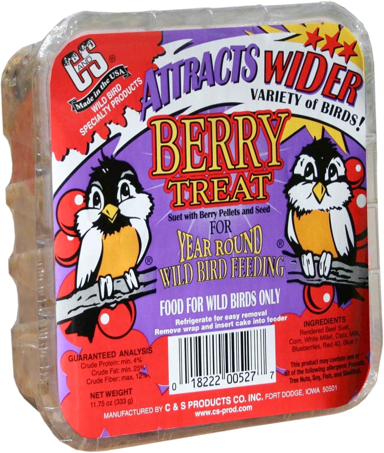 Bulk Buy of 24 C&S Berry Treat Suet Cakes, 11.75 oz. Each