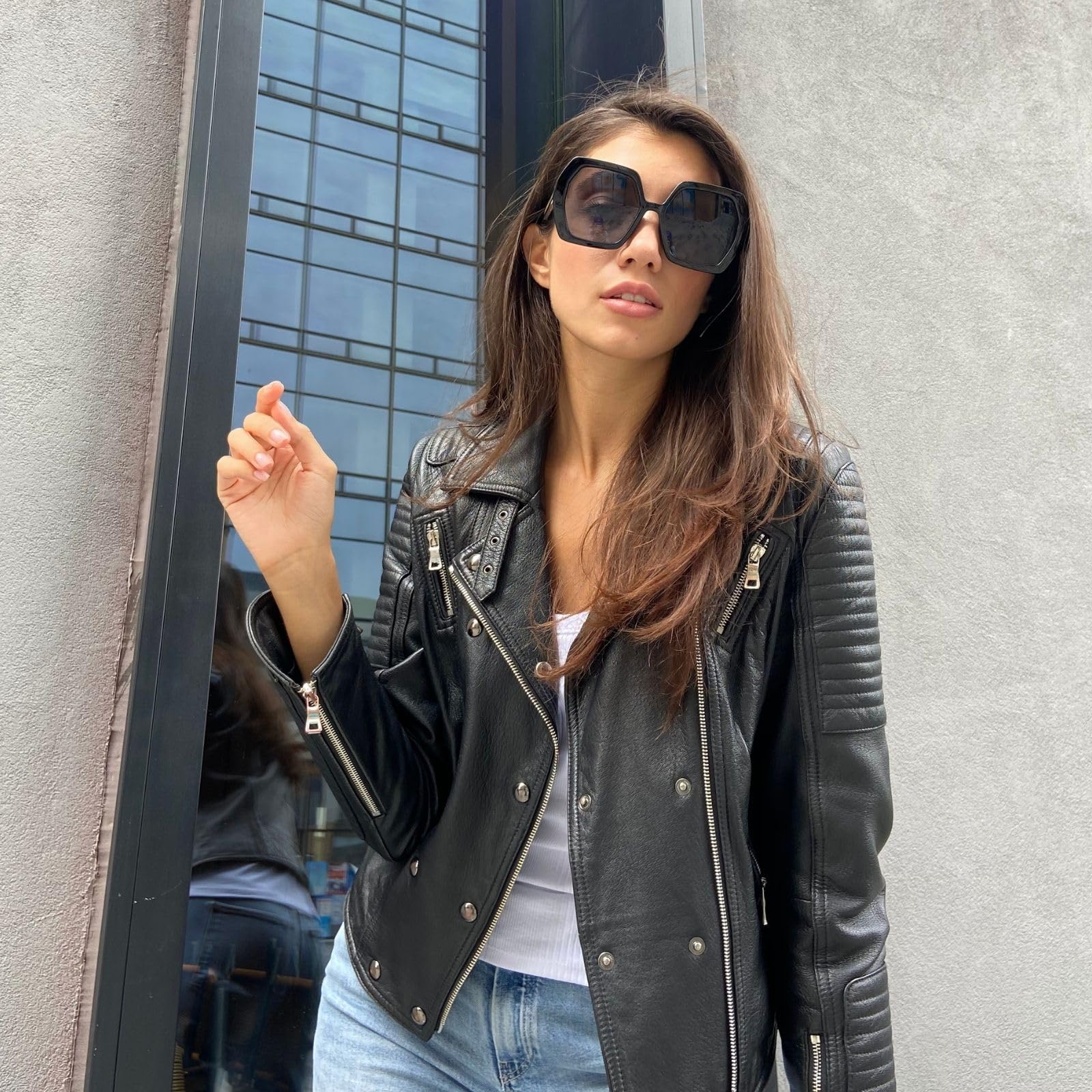 60er Jahre Retro inspirierte übergroße sechseckige Sonnenbrille unregelmäßige Vintage Ock Brille, Gelb (Schwarz / Gelb), XX-Large