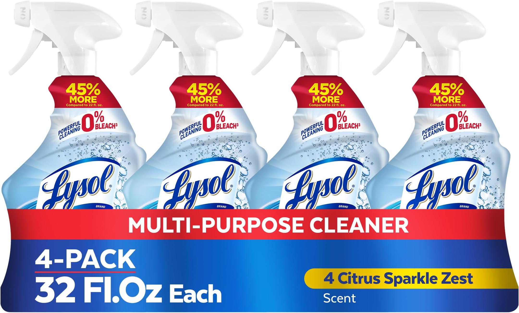 Lysol Cleaner Hydrogen Peroxide Multi-Purpose Cleaner Spray, Citrus, 32 Fluid Ounce (Pack of 4)