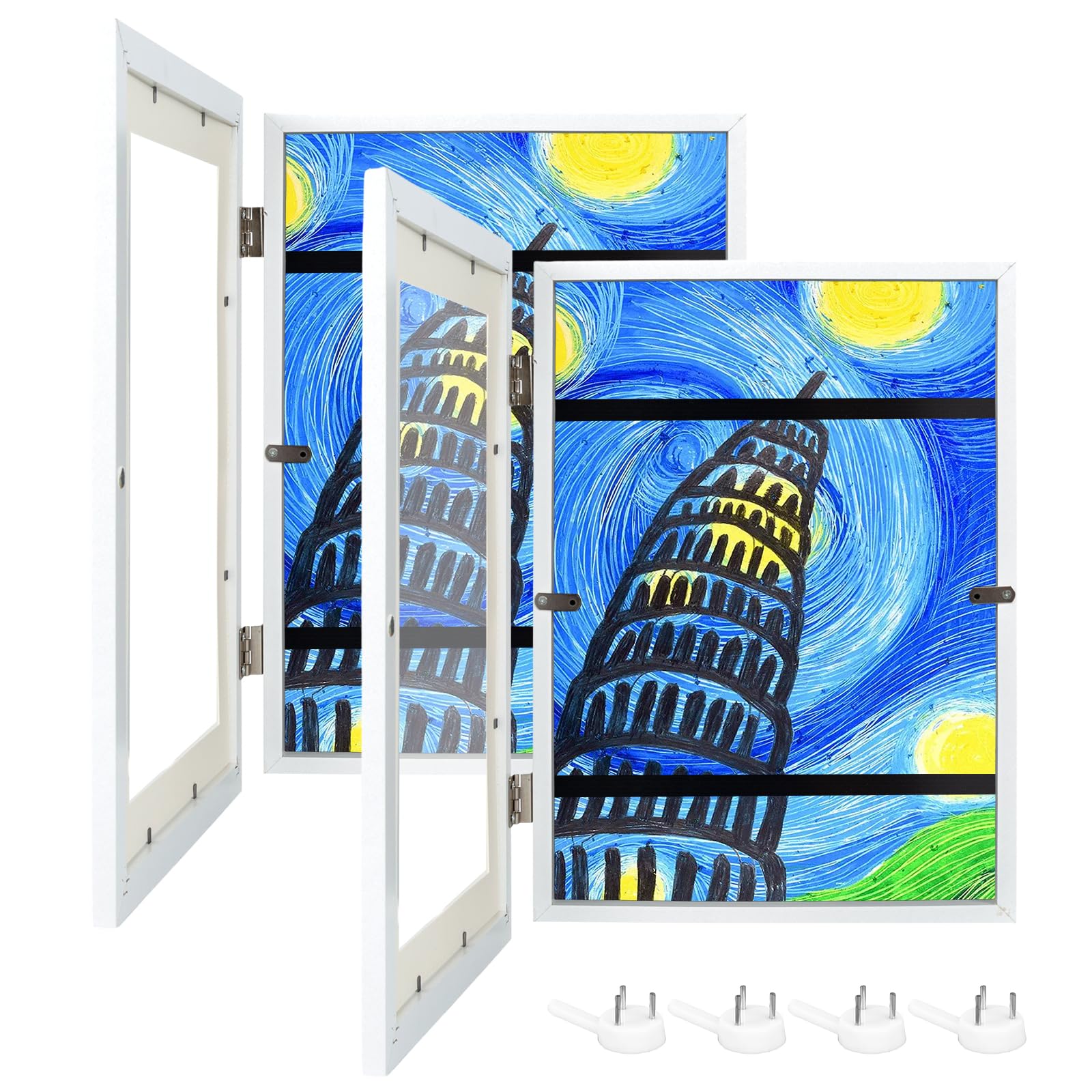 CHZIMADEKids Artwork Frames Changeable Picture Frame,10” x 12.5” White Wooden Front Opening Art Frame Holds 50 Pcs A4 Papers,Pictures Display for Crafts, Kids Drawing, Children Art Projects(2 Pack