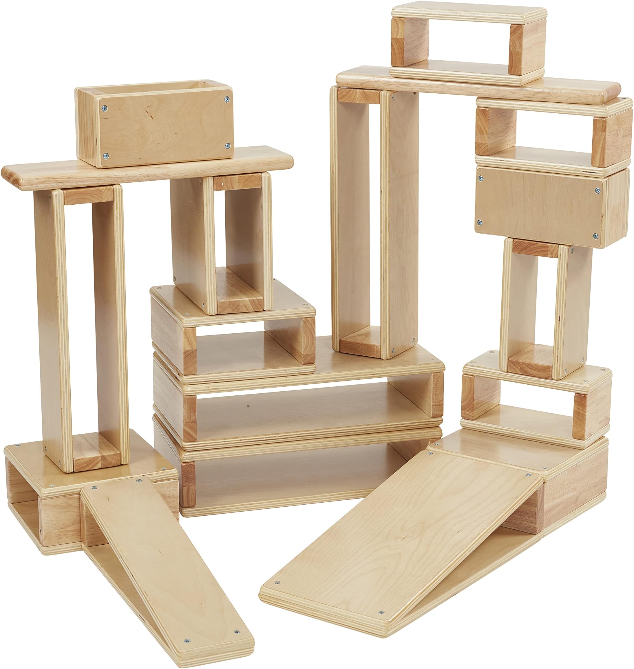 ECR4Kids Hollow Block Set, Wooden Toys, Natural, 18-Piece