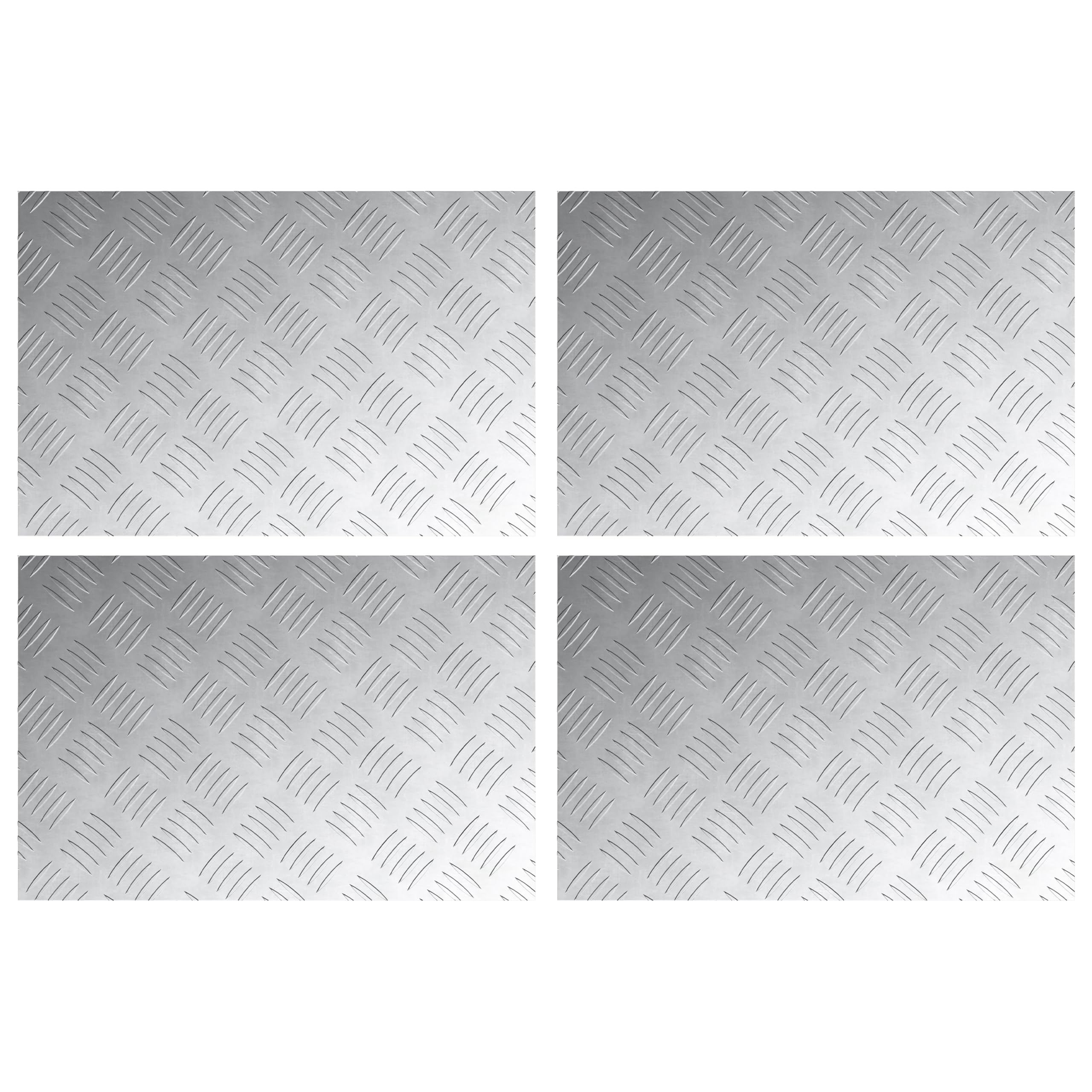 Chapa estriada de aluminio, 4 unidades, 60 x 40 cm, antideslizante, para interior y exterior, con superficie texturizada y diseño moderno