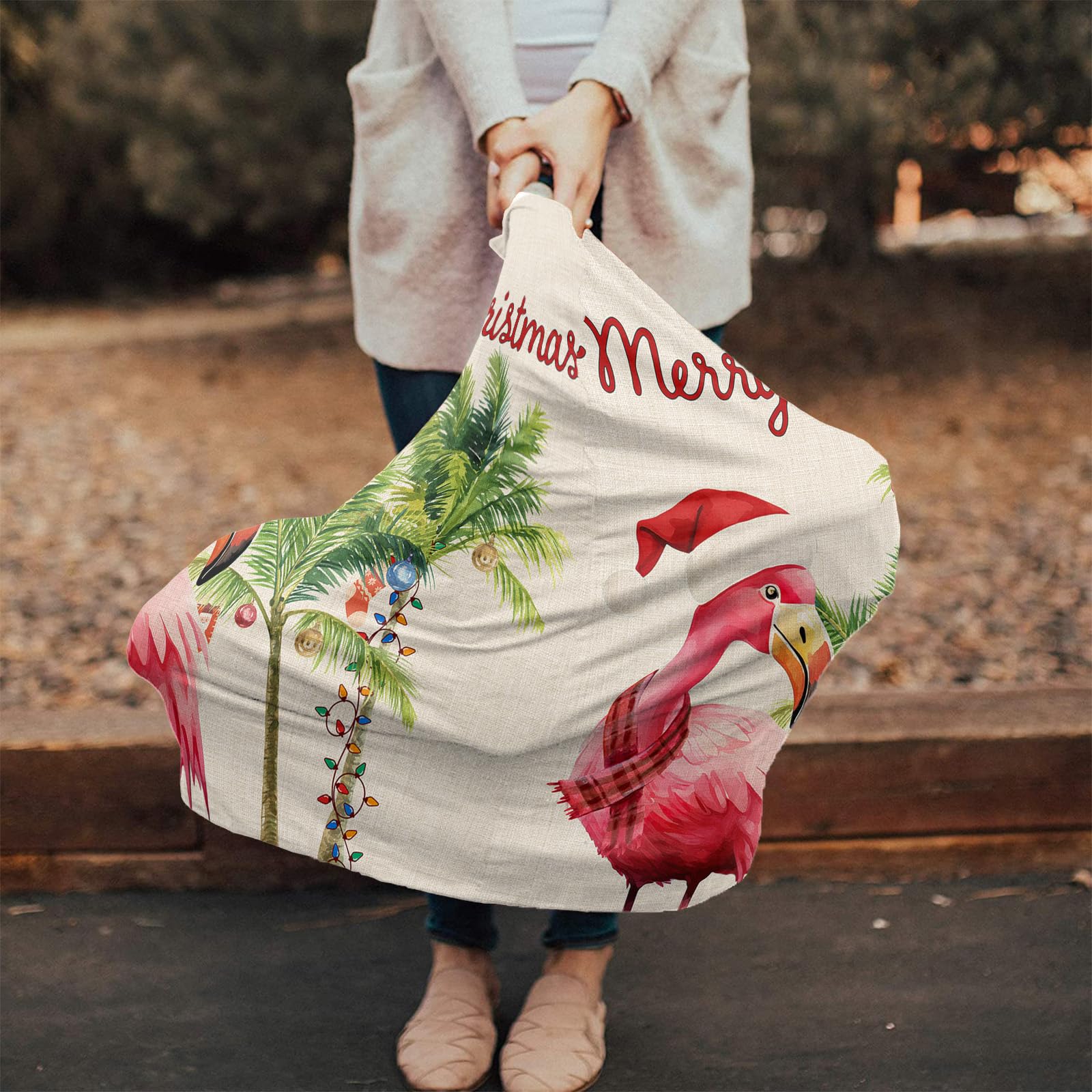 Nursing Cover for Breastfeeding Scarf, Christmas Palm Tree Bird Baby Car Covers Super Soft Multi Use for Canopy Shopping Cart Cover Blanket Stroller Cover