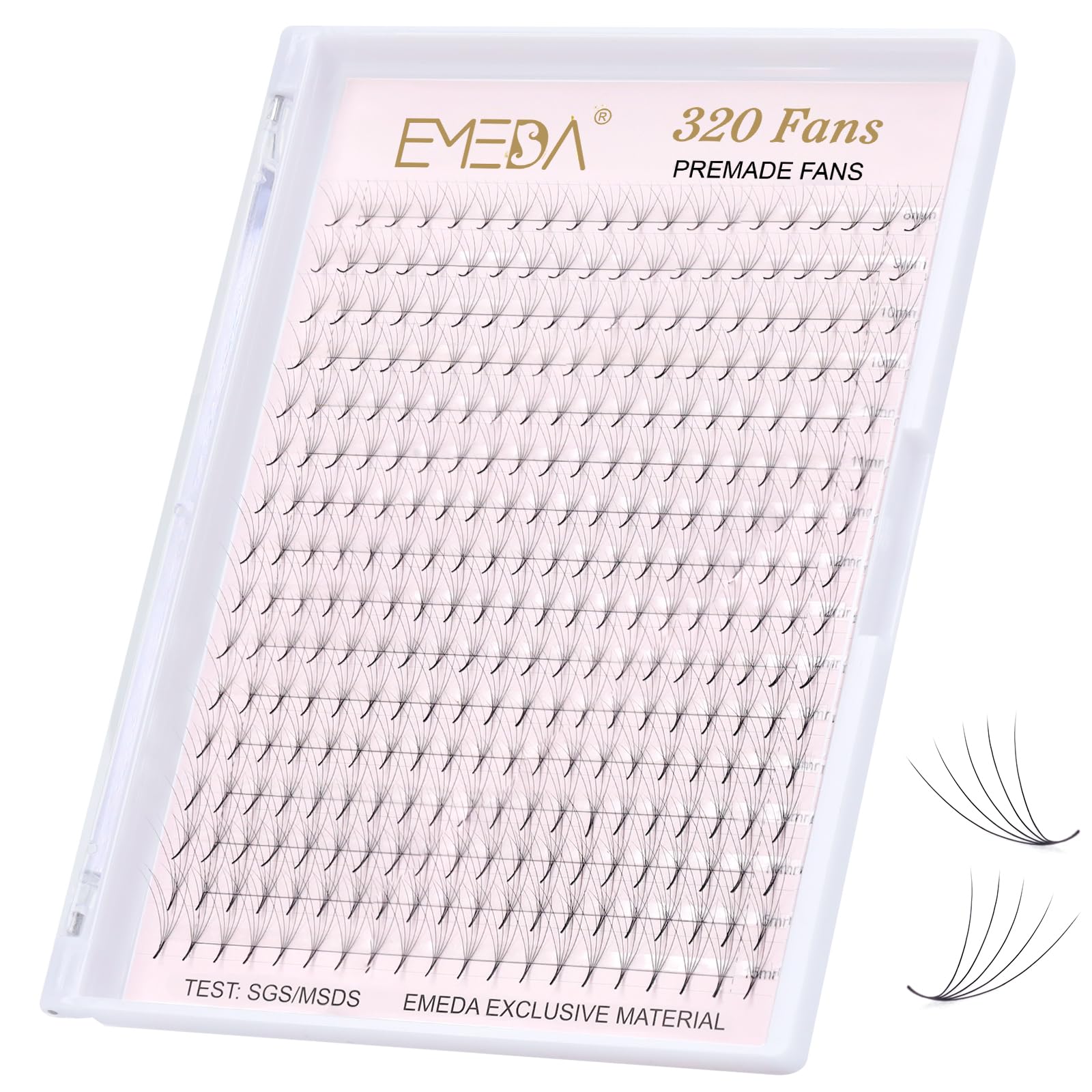 EMEDA 320 Fans Premade Lash Fans Pointy Thin Base XL Boxes Premade Fans Eyelash Extensions Stable D Curl Lash Extension Premade Fans Pre Fanned Volume Lash Extensions (5D-0.07-D-8-15mm)
