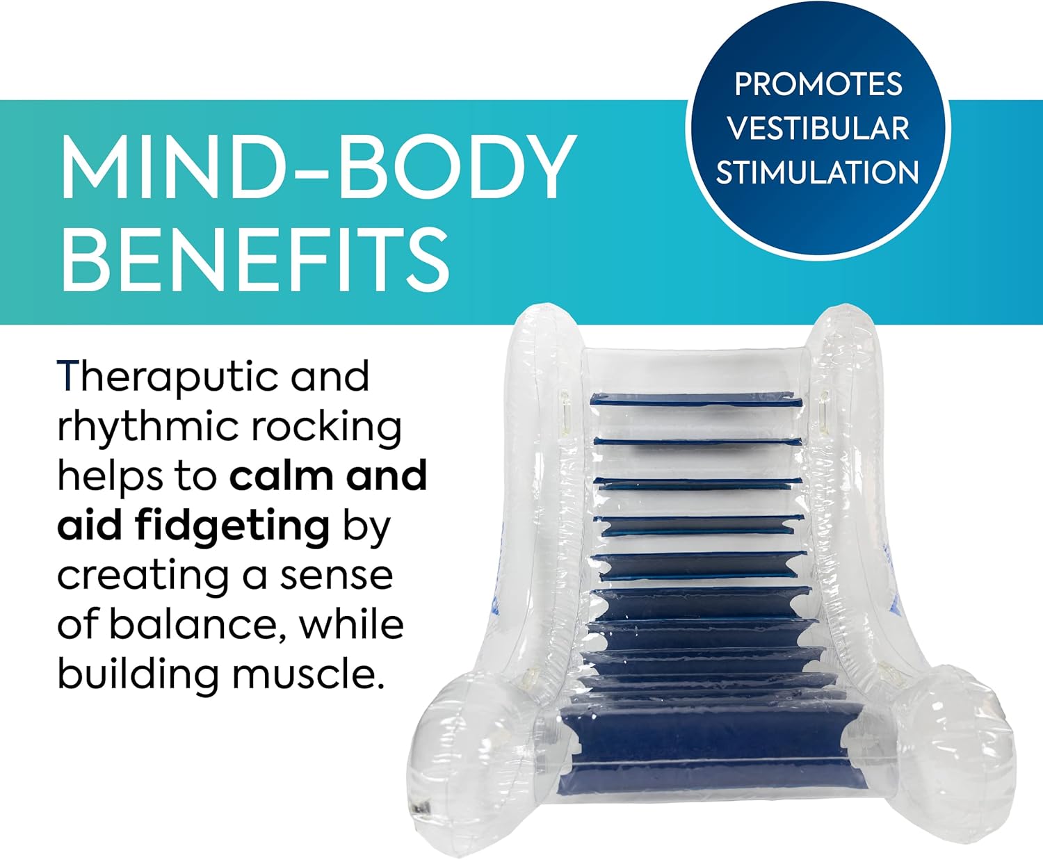 BouncyBand インフレータブルセンサリーロッカーチェア &ndash; 56インチ x 43インチ x 24インチ &ndash; 深い圧力と落ち着