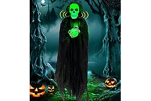 [ Sound Activated ] 65&quot; Halloween Animatronic Grim Reaper Decorations