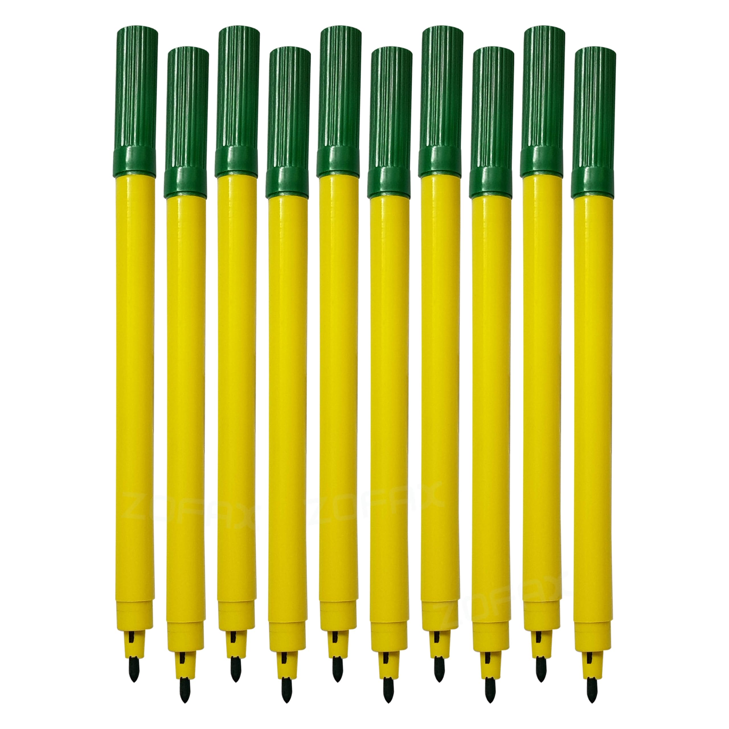 IRO Felt Tips Colouring Pens, GREEN, Pack of 50, Draw Sketch Colour Mark Write Felt Pens, School Office Home Classroom Ideal Use, iZOFAX Black Ball Pen