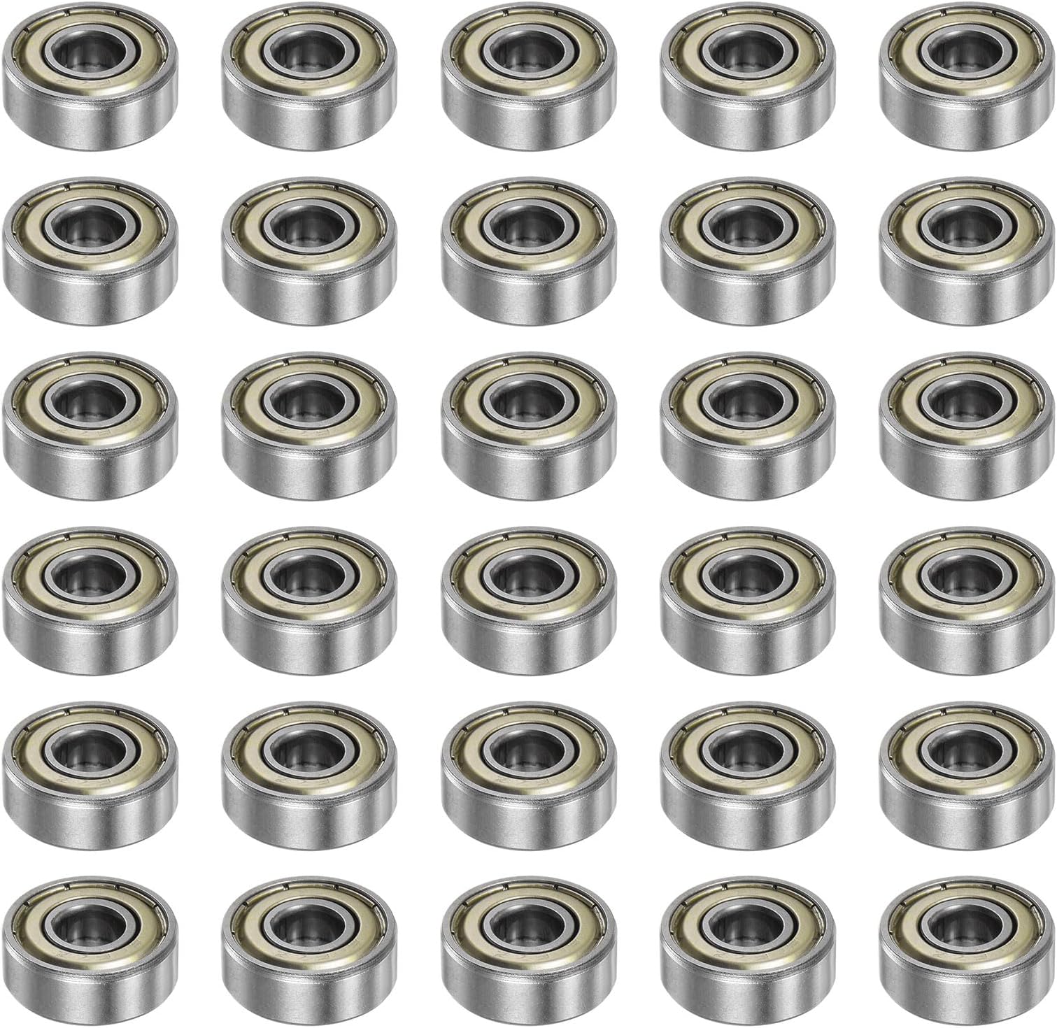 30pcs 606ZZ Deep Groove Ball Bearings 6mm Bore 17mm OD 6mm Thick Carbon Steel Double Shielded Z1 Bearing for Motors