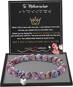 Stocking Stuffers for Teens, Christmas Gifts for Mom from Daughter Beaded Bracelets for Women Teen Girl Gifts Adjustable Charm Link Bead Birthday Graduation Gift for Her Girlfriend Sister