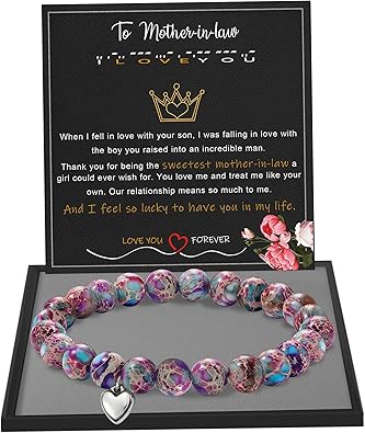 Stocking Stuffers for Teens, Christmas Gifts for Mom from Daughter Beaded Bracelets for Women Teen Girl Gifts Adjustable Charm Link Bead Birthday Graduation Gift for Her Girlfriend Sister