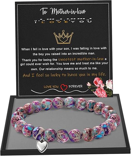 Stocking Stuffers for Teens, Christmas Gifts for Mom from Daughter Beaded Bracelets for Women Teen Girl Gifts Adjustable Charm Link Bead Birthday Graduation Gift for Her Girlfriend Sister