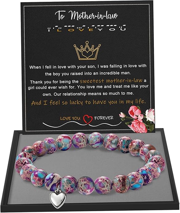 Stocking Stuffers for Teens, Christmas Gifts for Mom from Daughter Beaded Bracelets for Women Teen Girl Gifts Adjustable Charm Link Bead Birthday Graduation Gift for Her Girlfriend Sister