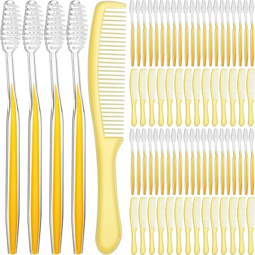 Juego de 400 cepillos de dientes desechables y peine para cuidado de personas sin hogar, suministros de paquete de suministros a granel envueltos