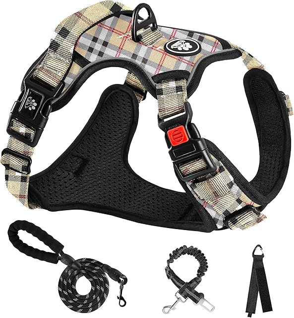 NESTROAD Szelki Dla Psa, Szelki Dla Dużego Psa ze Smyczą Bez Ciągnięcia, Rozmiar XL Uprząż dla Psa na Szyję 43~64CM Klatka Piersiowa 53~89CM, Odblaskowy Szelki dla Psa z Łatwa Kontrola Uchwytem