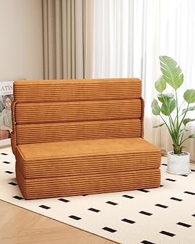 Zenzy 5-Fold Folding Sofa Bed, No-Assembly Memory Foam Sleeper Chair with Washable Cover, Convertible Floor Couch for Dorm, Apartment & Guest Room, Twin Size 75" L x 38" W