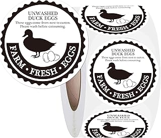 Fresh,Unwashed Duck Egg Sticker,2 Inch Farm Fresh Duck Eggs Carton Labels