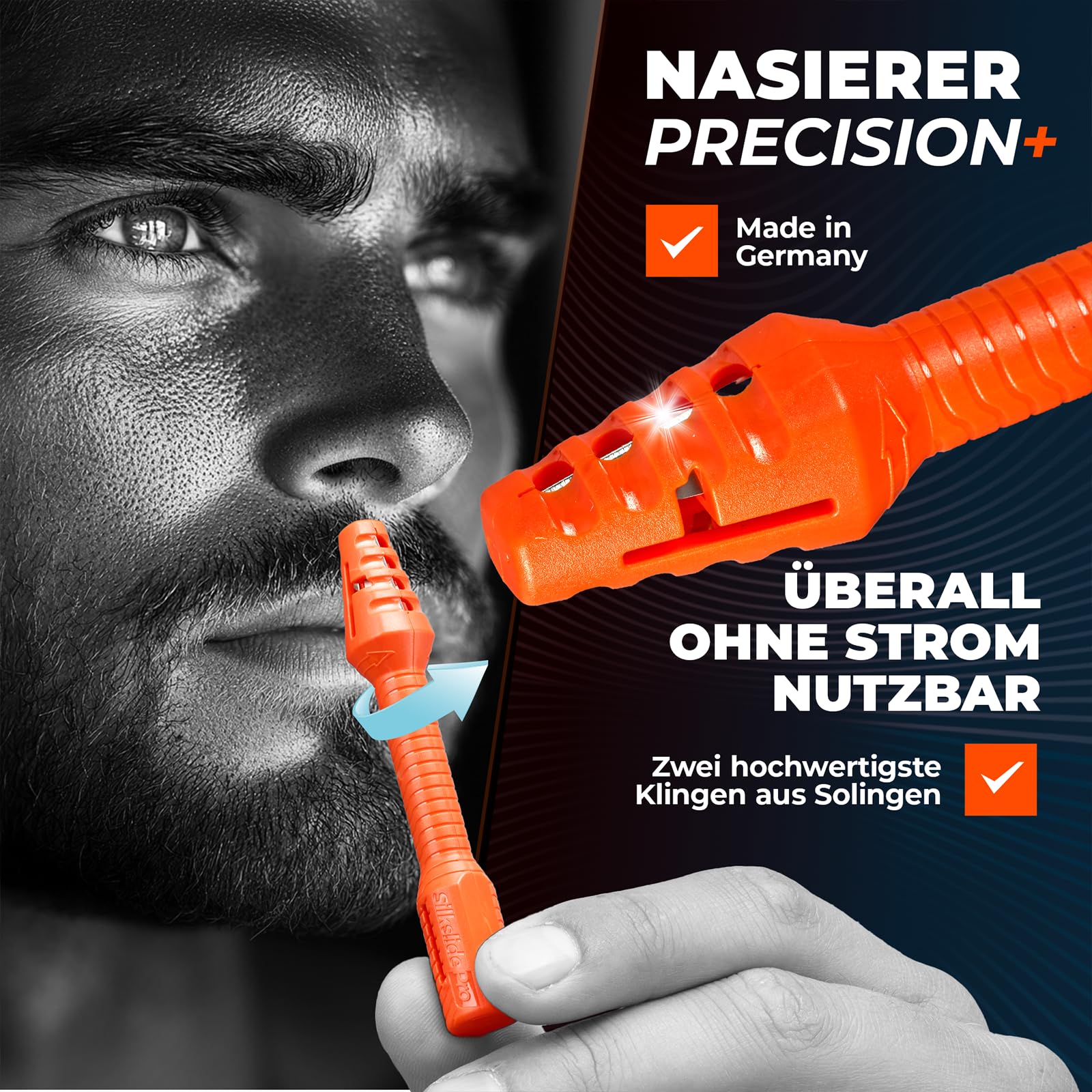 SilkslidePro Men’s Grooming Pflegeset Pro Edition – Nasenhaartrimmer, Nagelset, Ohrhaar-Rasierer & Glasnagelfeile – Ideal als Reisezubehör - Höchste Qualität