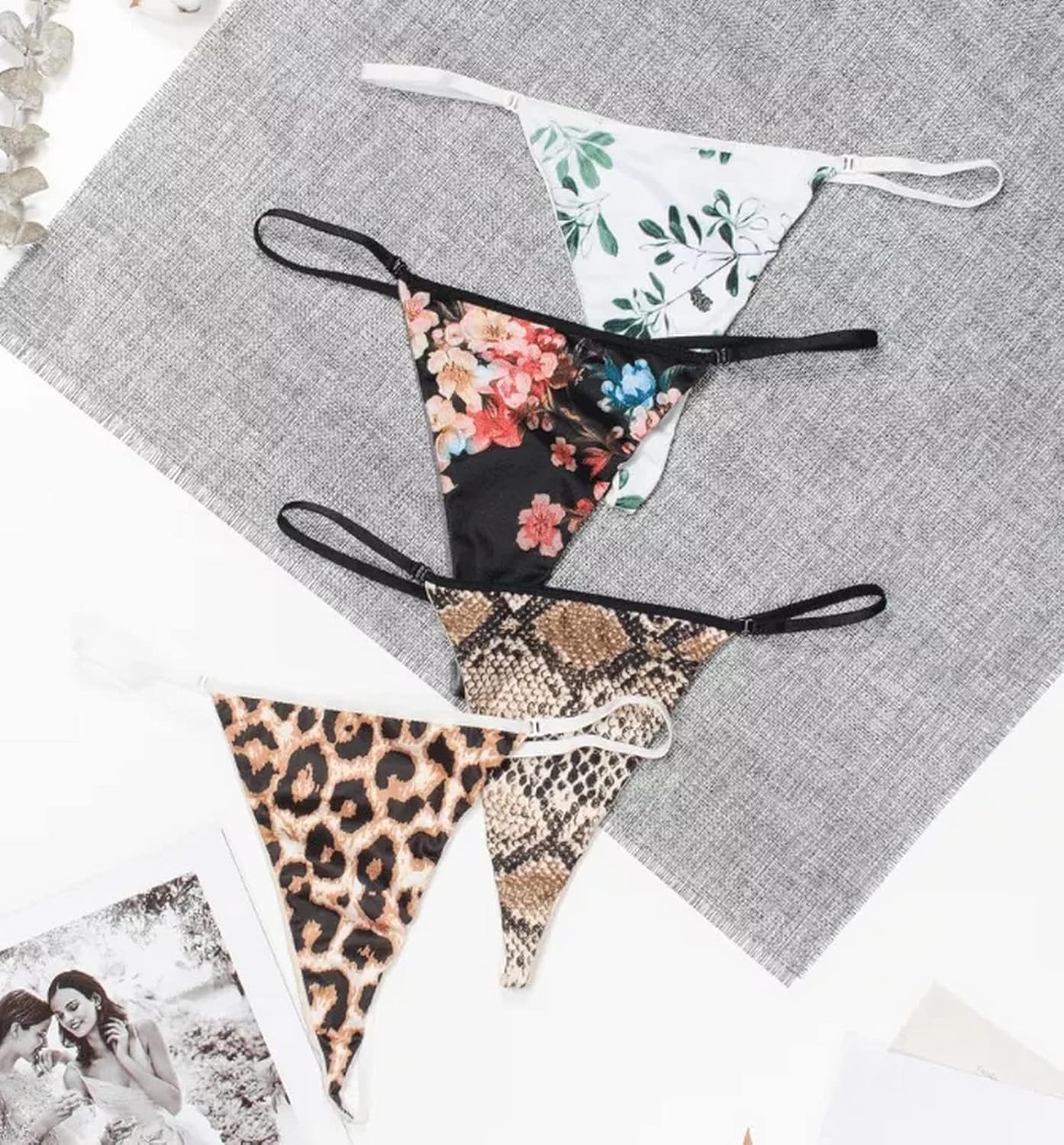 Faringoto Women's Low Waist Thong Print Underwear