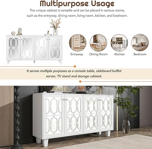 Miniatura 3 de Merax Moderno soporte de TV LED con 2 estantes de vidrio templado, centro de entretenimiento de alto brillo para televisores de hasta 70 pulgadas,