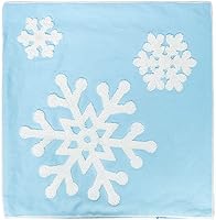 Vista 4 de 2 fundas de almohada bordadas de 18 x 18 pulgadas, diseño de copos de nieve caídos, de lino y algodón, para el hogar, sofá, cama, automóvil, Azul