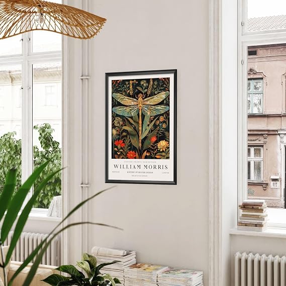 William Morris Dragonfly Print, William Morris Exhibition Print, William Morris Poster, Vintage Wall Art, Textiles Art, Vintage Poster (073b) A3