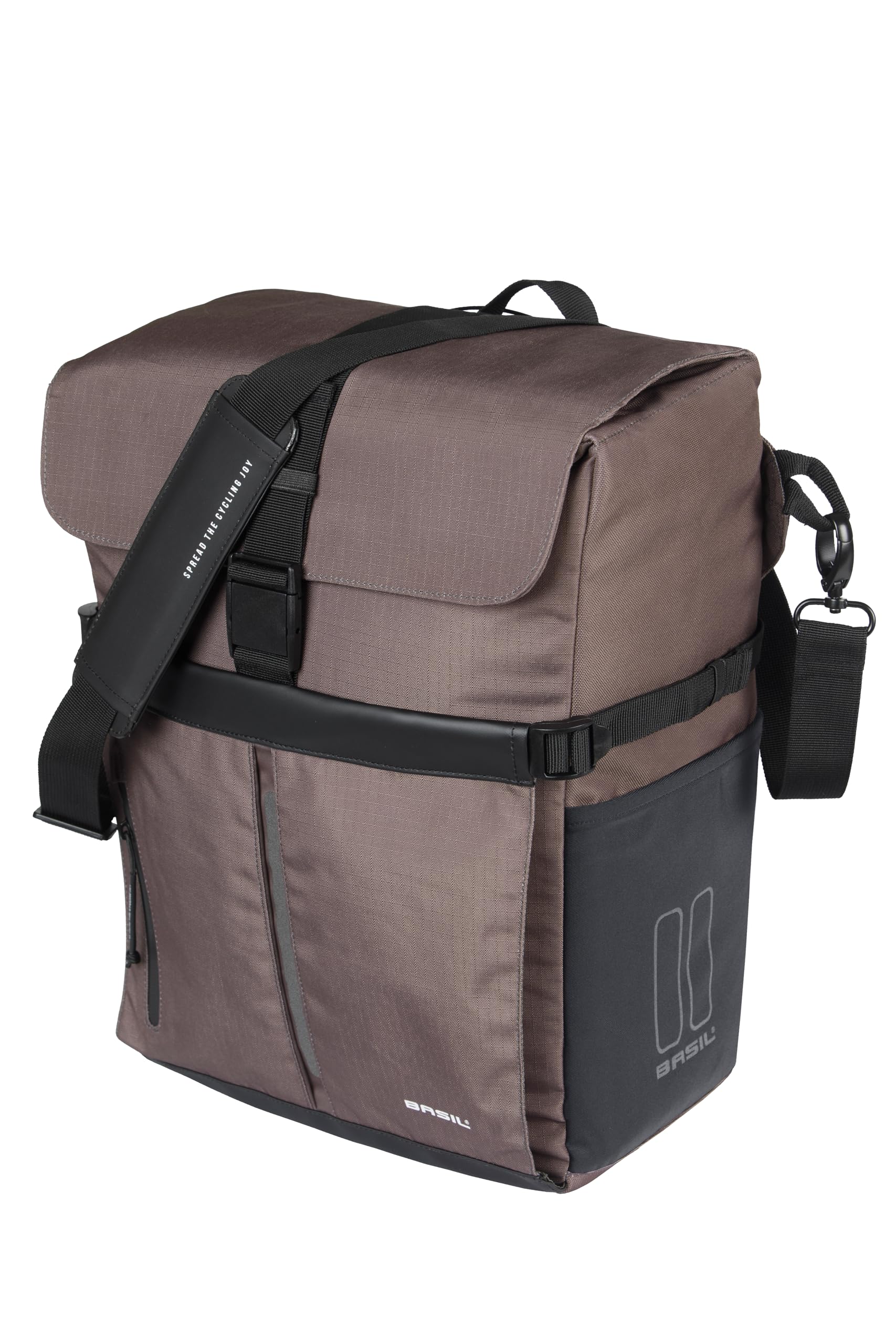 Basil Move MIK Studs 15L Brown Water Resistant Bicycle Shoulder Bag with MIK Studs System Ideal for Commuting and Leisure