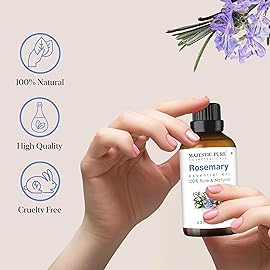 Majestic Pure Organic Rosemary Essential Oil - 100% Pure & Premium Oil for Hair Growth, Skin, Face, Aromatherapy & Diffuser - 0.3 fl oz | Perfect Organic Oil for Hair Growth