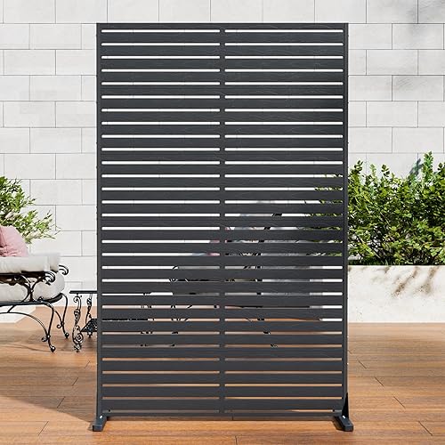 Privacy Screen Outdoor Freestanding Fence Panel, 72" H×47" W HDPE