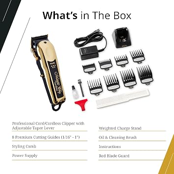 WAHL 8148-700 Professional 5 Star Magic Clip Cordless Hair Clipper with 100 Minutes Run Time for Professional Barbers and Stylists (Gold)