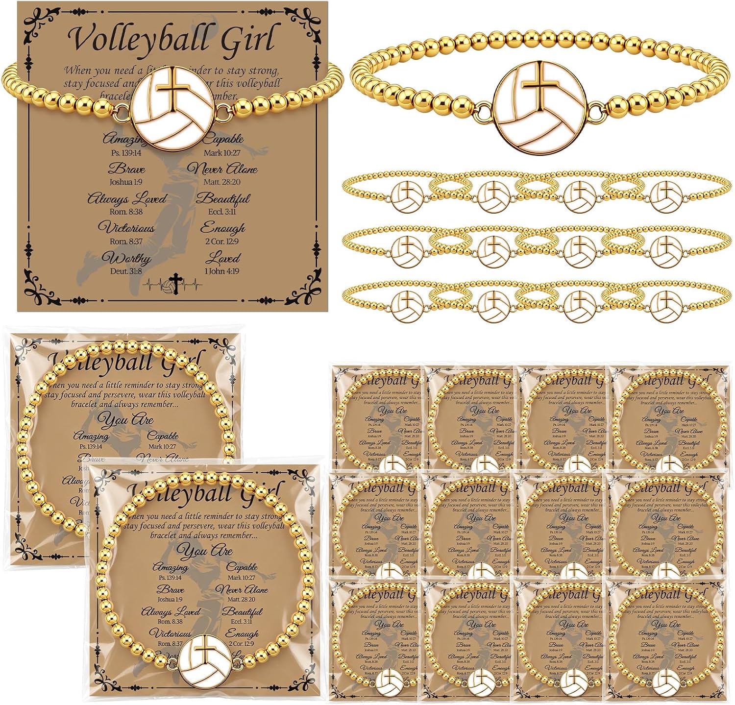 Sureio 12 Sets Volleyball Bracelets Bulk Volleyball Gifts for Team