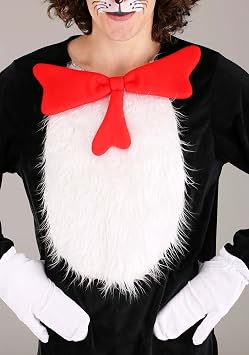 elope Dr. Seuss Cat in the Hat Costume for Adults - Jumpsuit with Hat, Bow Tie, Tail, Gloves - Officially Licensed SS