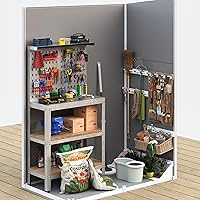 Vista 4 de UDPATIO Cobertizo de almacenamiento al aire libre de 5 x 3 pies, cobertizo de jardín de plástico para bicicleta, bote de basura, herramienta