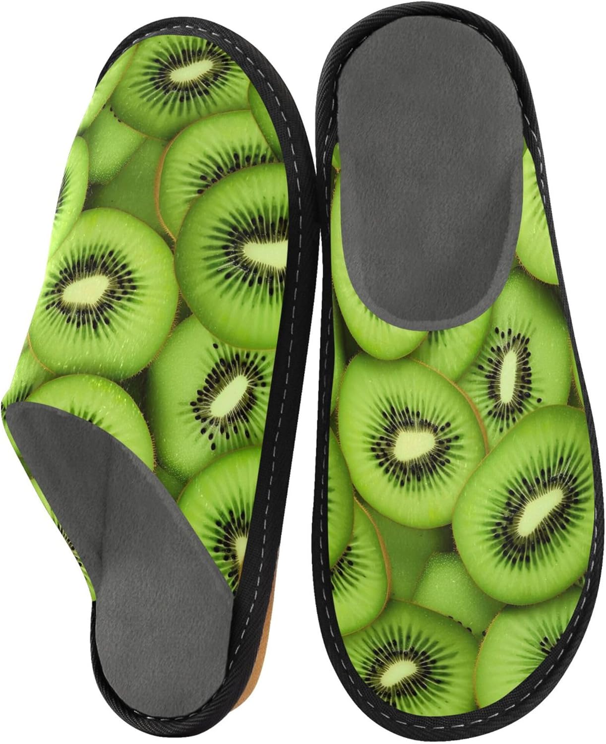 Kiwi Fruit House Slippers – Cozy Fuzzy Slippers for Guests, Washable & Disposable, Perfect for Shoeless Home, Spa & Hotel Use A111805