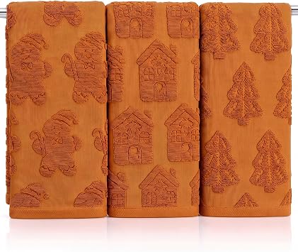 3 Pcs Christmas Hand Towels for Bathroom Gingerbread Kitchen Towel