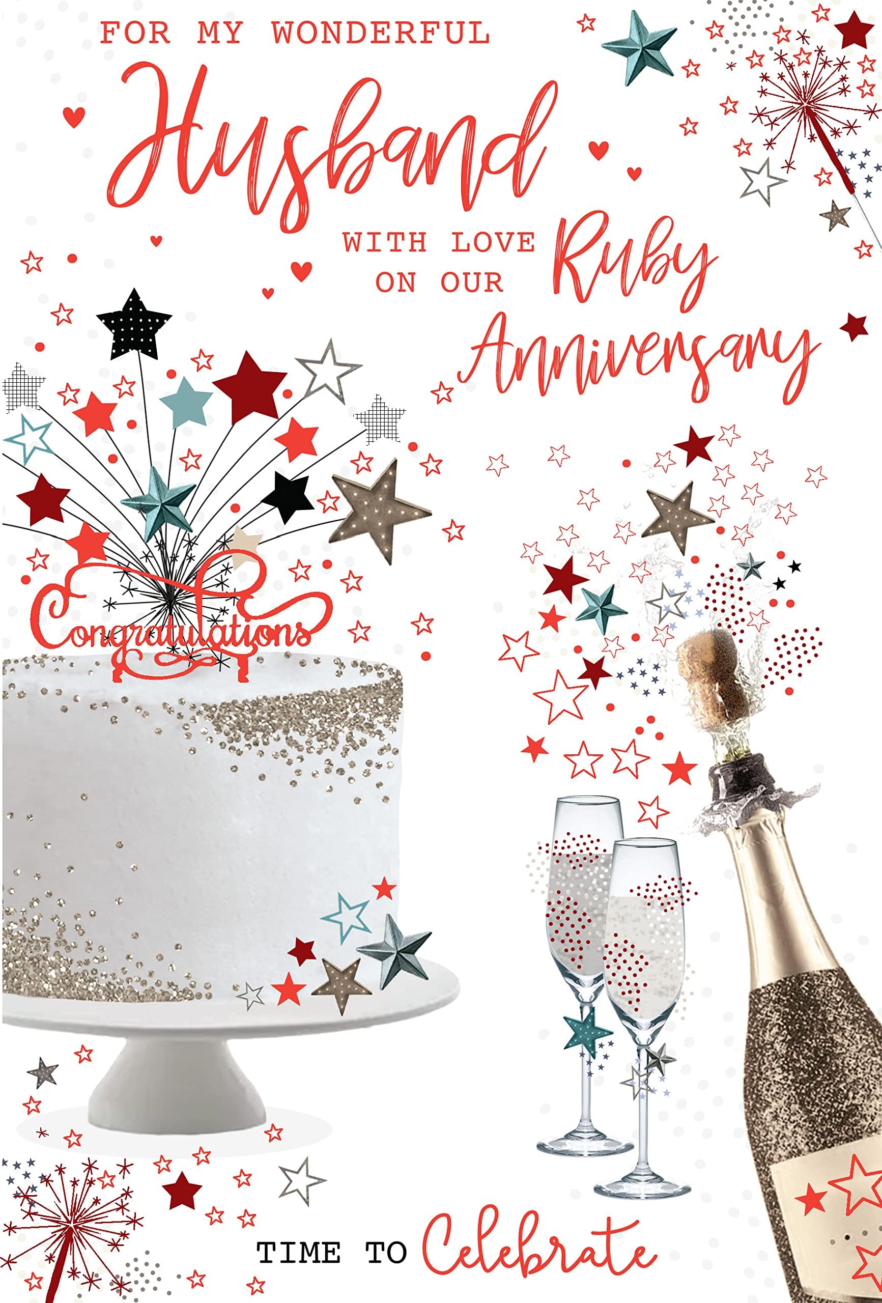 Ruby Anniversary Card For Husband - 40th Wedding Anniversary Cards For Husband From Wife Cute - View #12