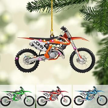 Custom Dirt Bike 2D Flat Acrylic Christmas Ornament Personalized Motocross Ornaments, Holiday Tree Decoration for Riders 01